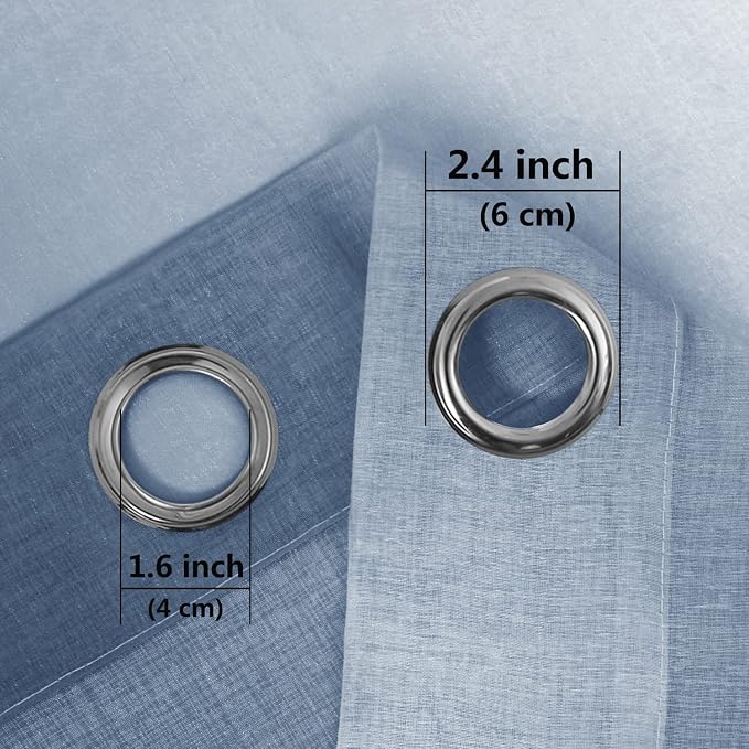 DWCN Blue Faux Linen Ombre Sheer Curtains - Image 4