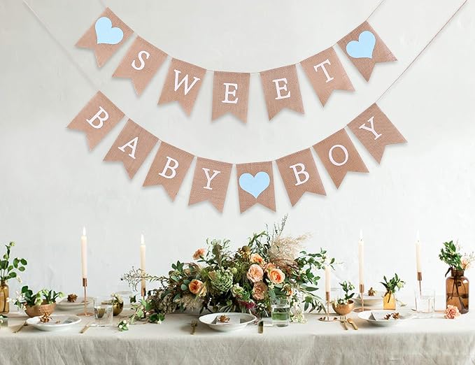 Sweet Baby Boy Burlap Banner - Image 4