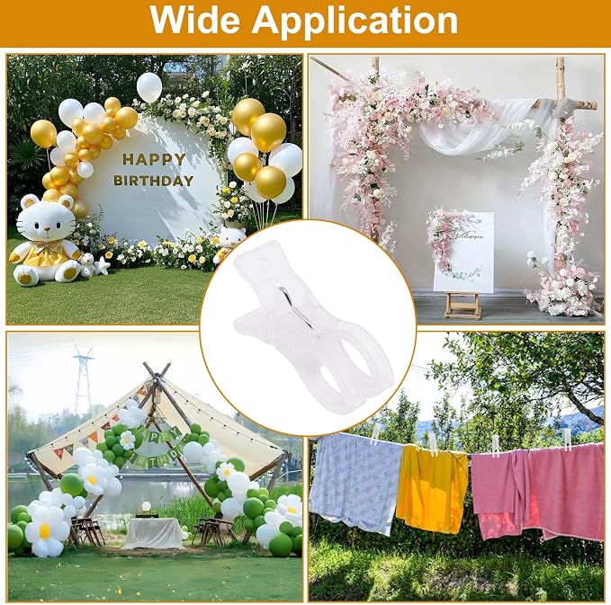 10 Packs Balloon Arch Clips 3.5 Inch Clear White Spring Clamps Heavy Duty - Image 7