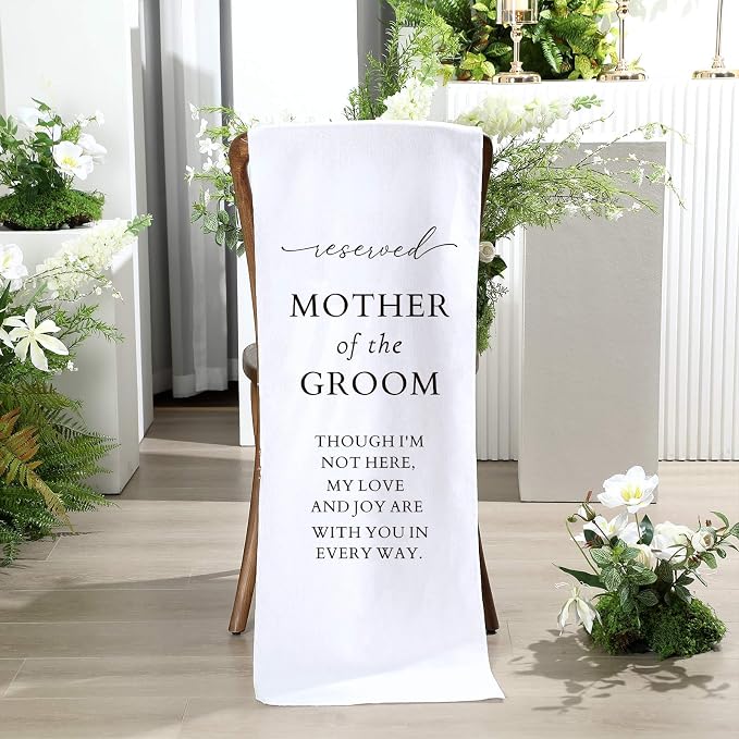 HunnmingRe Mother of the Groom Wedding Memorial Reserved Chair Sign Banner in - Image 9