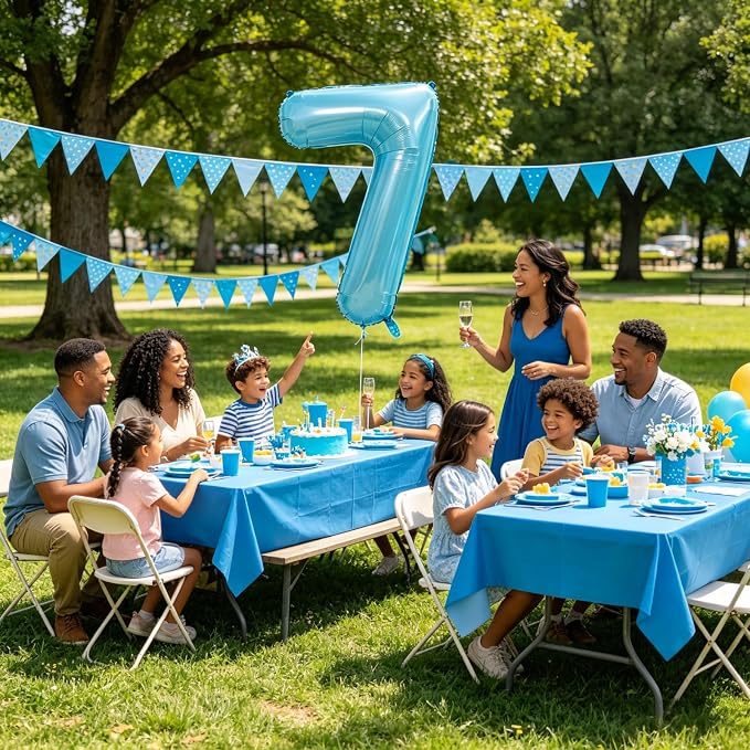 40 Inch Light Blue Number 7 Balloon | 7 Birthday Balloon - Image 5