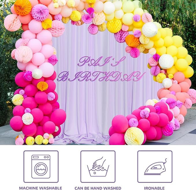 Purple Backdrop for Parties Wedding Lavender Backdrop Curtains Rod Pocket - Image 6