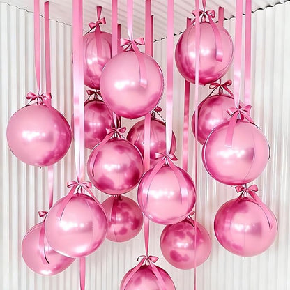 12Pcs Pink Round Foil Balloons, Metallic Pink Foil Balloon - Image 3