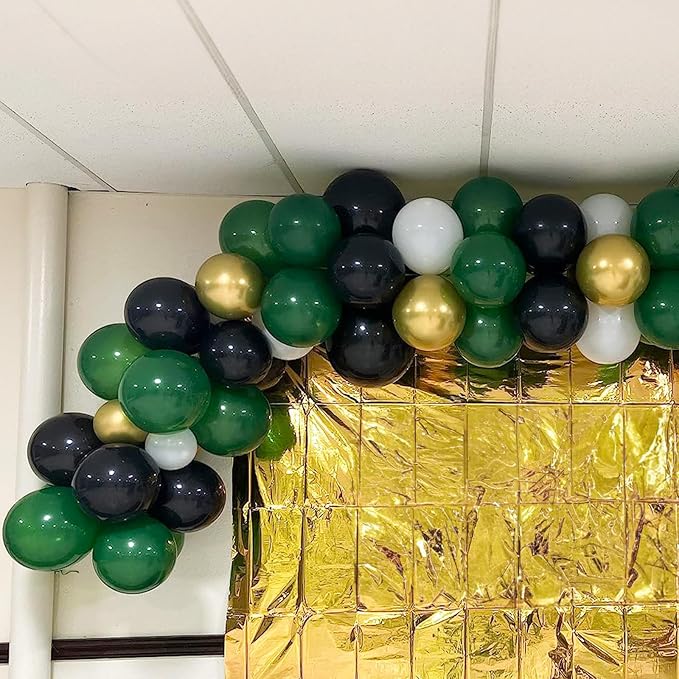 Black Gold Green Balloons 60 Pcs Dark Green White Black Metallic Gold Balloons - Image 6