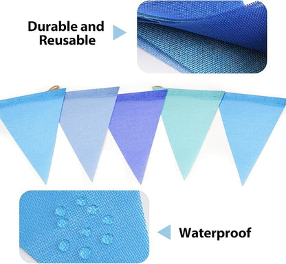 G2PLUS Pre-Strung Burlap Pennant Banner, 39Ft Blue Triangle Flag Bunting - Image 3