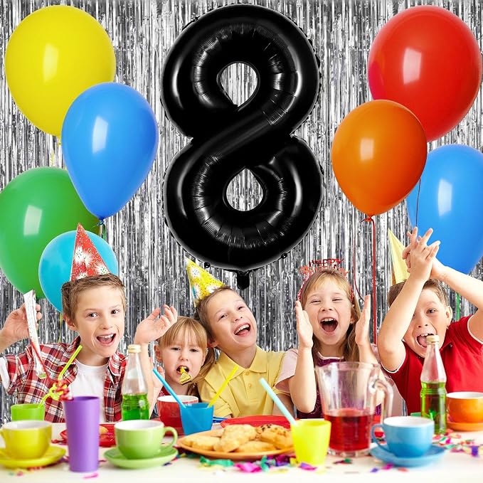 Black Number 8 Balloons 40 Inch Large Foil Balloons, Giant Number Balloon - Image 4