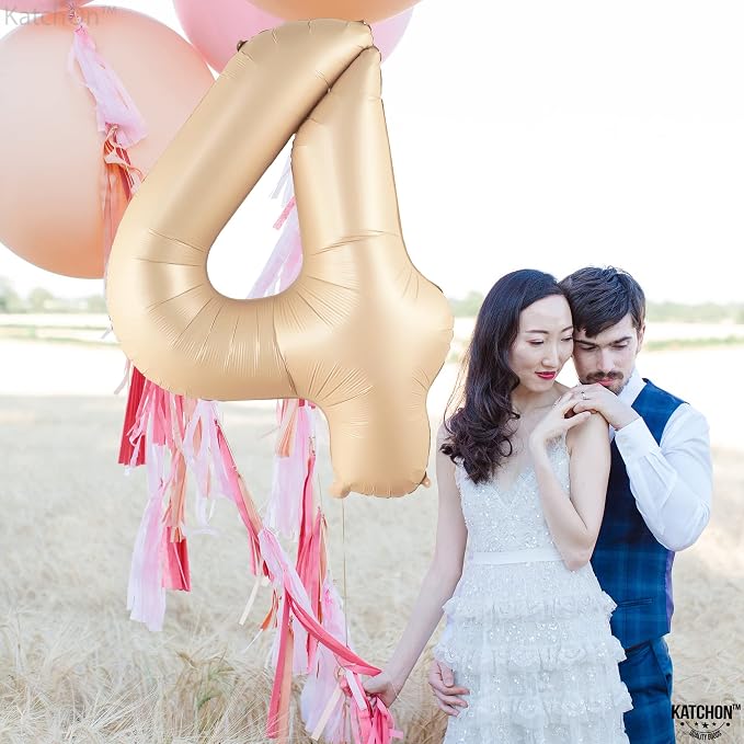KatchOn Caramel 4 Balloon Number 40 Inch | Neutral Number 4 Balloon - Image 3