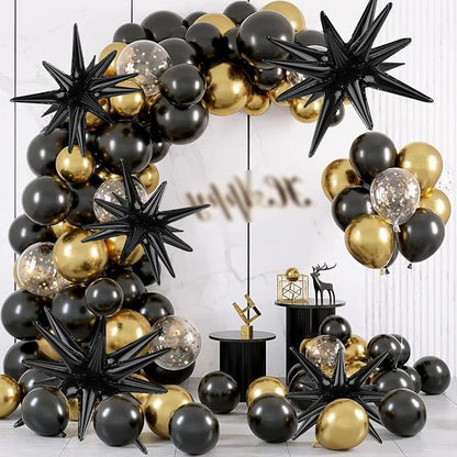 8 Pcs Black Star Balloons, 27/22 inch Explosion Foil Balloons - Image 4