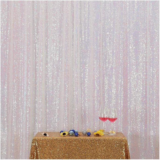 Poise3EHome 8FT x 8FT Iridescent Sequin Photography Backdrop Curtain by Poise3EHome