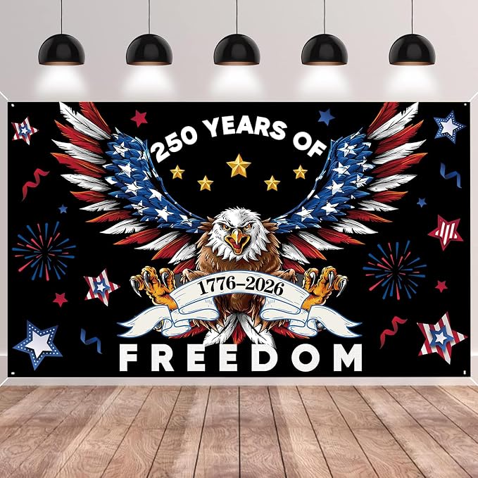 Red Blue 250 Years America Backdrop Banner Photography Background by SMENGGIL