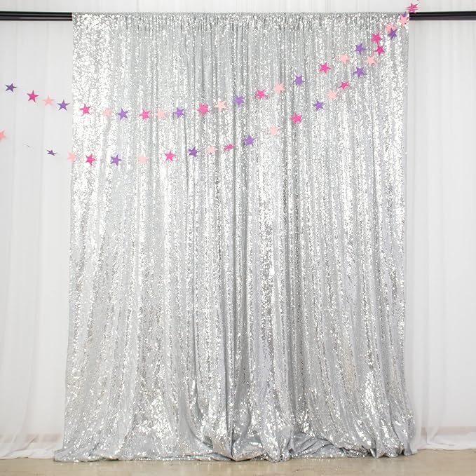 ShinyBeauty Silver Sequin Backdrop 10FTx10FT by ShinyBeauty