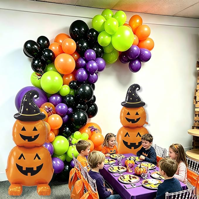 2Pcs Halloween Foil Balloons Standing Witch Stacked Pumpkin Balloons | Standing - Image 5