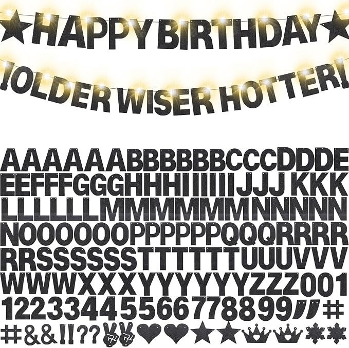 175Pcs DIY Glitter Customizable Banner Kit Happy Birthday Custom Letters Banner - Image 7