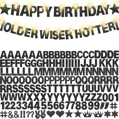 175Pcs DIY Glitter Customizable Banner Kit Happy Birthday Custom Letters Banner - Image 7
