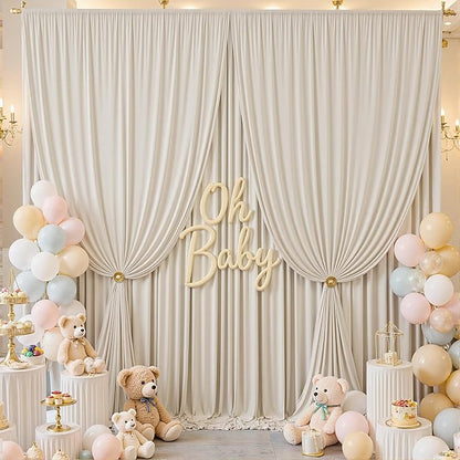 30×12ft Wrinkle Free Beige Backdrop Curtain - Image 8