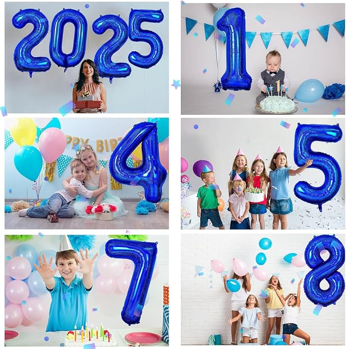 40 inch Navy Blue Number Balloon Dark Blue 7 Balloons Giant Foil Helium - Image 4