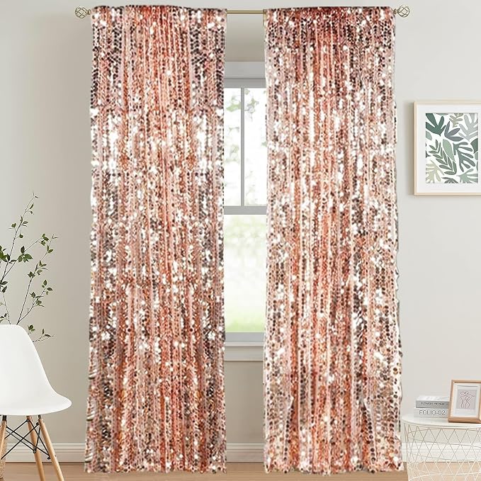 HH 9x8FT Big Sequin Backdrop Curtains, Photo Backdrop Payette Sequin Backdrop by UAMOU