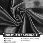 Satin Silk Pillowcase for Hair and Skin, Black Pillow Cases Standard Size Set of 4 Pack Super Soft Pillow Case with Zipper Closure (Black, Queen(4 Pack))