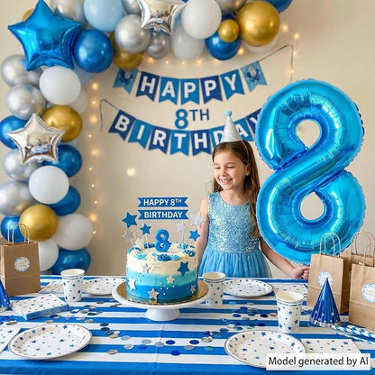 Light Blue Number 8 Balloon 40 Inch, Foil Numeral - Image 2