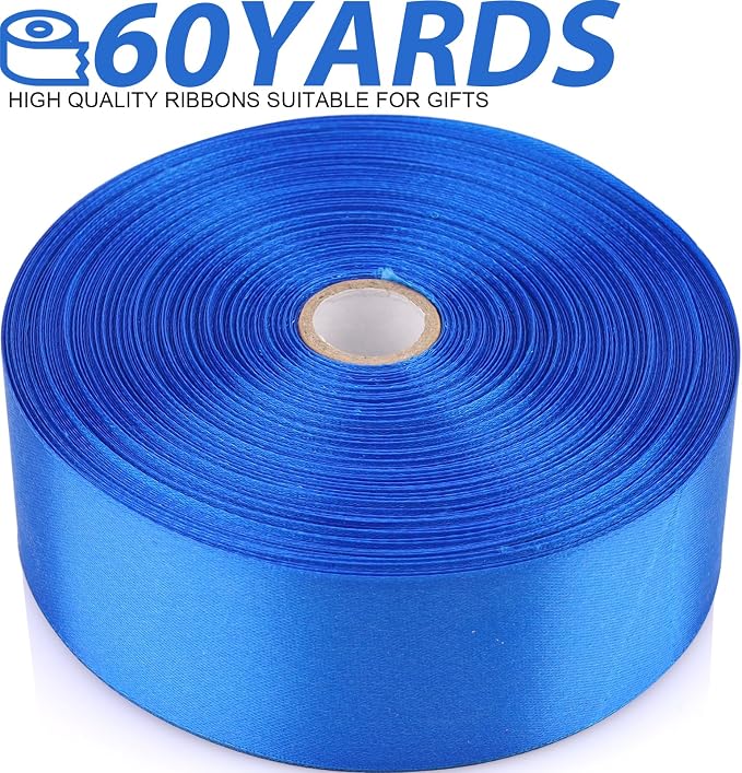 1-1/2 Inch 60 Yards Blue Solid Satin Ribbon - Image 2