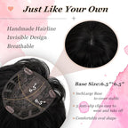 Hair Topper, 360° 3D Hair Toppers for Women with Thinning Crown, 18 Inch Long Wavy Curly Hair Pieces Clip in Bangs (Black, 18 inch, French Bangs)