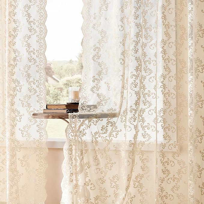 Victorian Floral Sheer Lace Curtains - Image 4