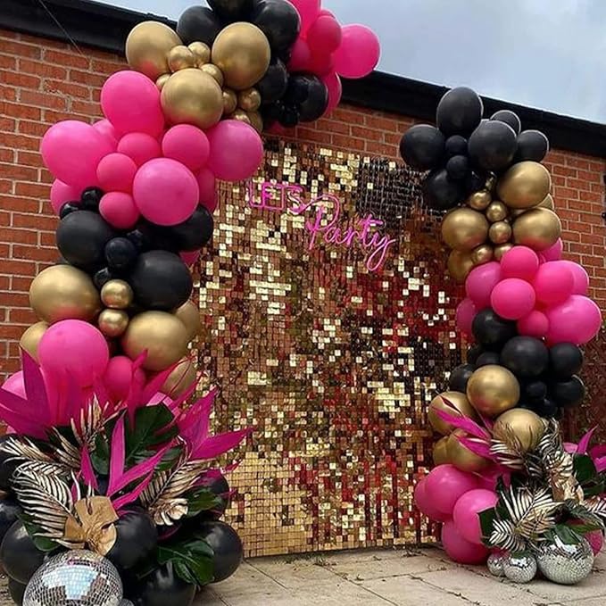 Hot Pink Black Balloon Arch Kit, Balloon Garland - Image 3