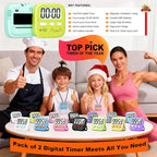 Antonki 2 Pack Digital Timer for Kids, Magnetic Countdown Kitchen Timers for Cooking, Egg, Classroom, Teacher, Exercise, Study, Oven - Battery Included