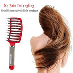 Detangling Brush Boar Bristles Set KTKUDY Hair Brush Curved and Vented Detangler Brush for Women Men Kids Wet and Dry Hair (Red&Black)
