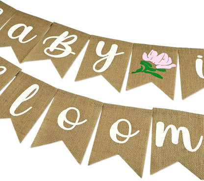 Anwyll Burlap Baby in Bloom Banner NO DIY Baby Shower Decoration Banner Floral - Image 4
