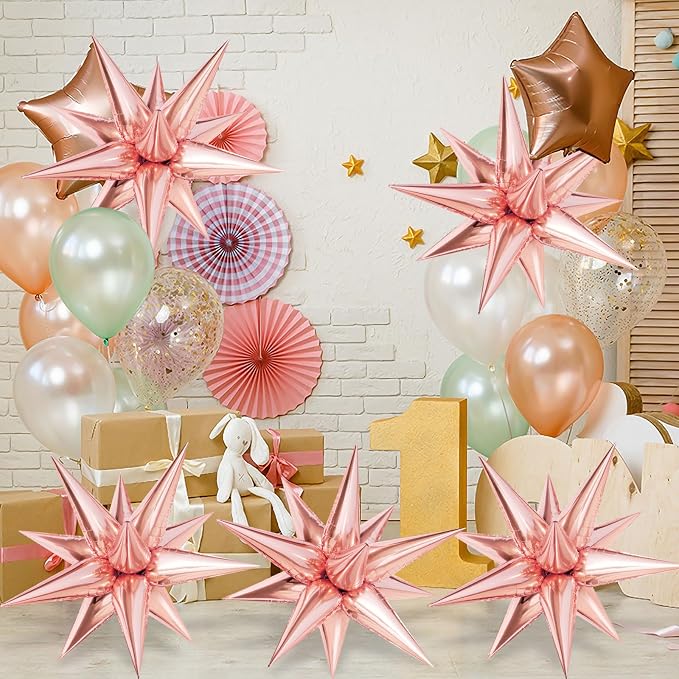 60 Pcs Star Balloons Explosion 12 Point Foil Cone Balloons Magic Balloon Large - Image 2