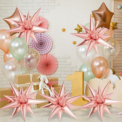 60 Pcs Star Balloons Explosion 12 Point Foil Cone Balloons Magic Balloon Large - Image 2