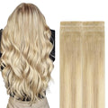 GOO GOO Invisi Edge Tape in Hair Extensions Human Hair, 18ET90A Natural Blonde Balayage, 6pcs 16inch 15g, Virgin Remy Hair, Seamless Injected Tape, Natural Look