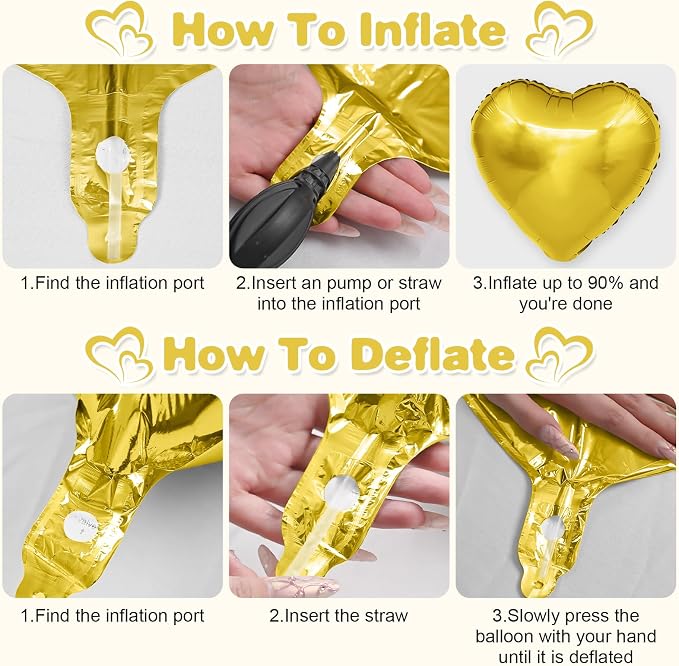Red Gold Heart Balloons, 18Inch Gold Helium Polyester Film Balloon - Image 7