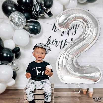 KatchOn Silver Number 2 Balloon 40 Inch 2nd Birthday Decorations - Image 4