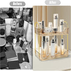 Bathroom Counter Organizer Countertop Storage Skincare Countertop Makeup Organizer Cosmetics Skincare Organizers Holder for Perfume-Amber-golden pole