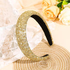 Gold Sparkle Headband for Women Fashion Glitter Wide Headbands Bling Comfortable High Elastic Head Band Hairband Hairhoop Hair Accessories for Women