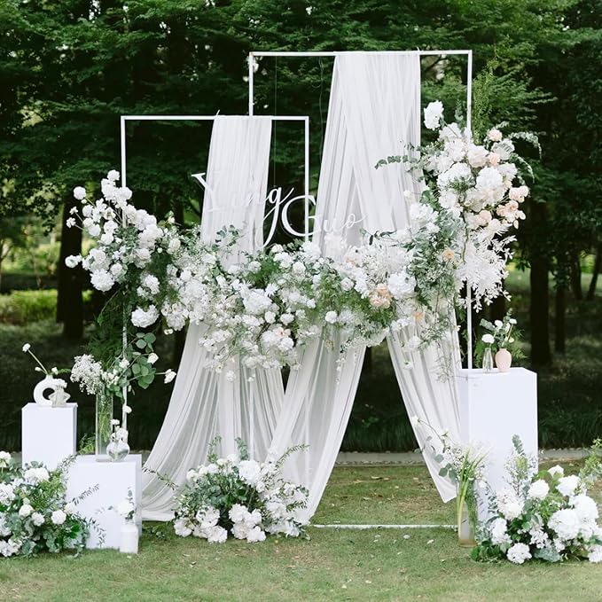 White Wedding Arch Draping Fabric Backdrop Drapes Sheer 2 Panels | 28.7"x20FT - Image 4