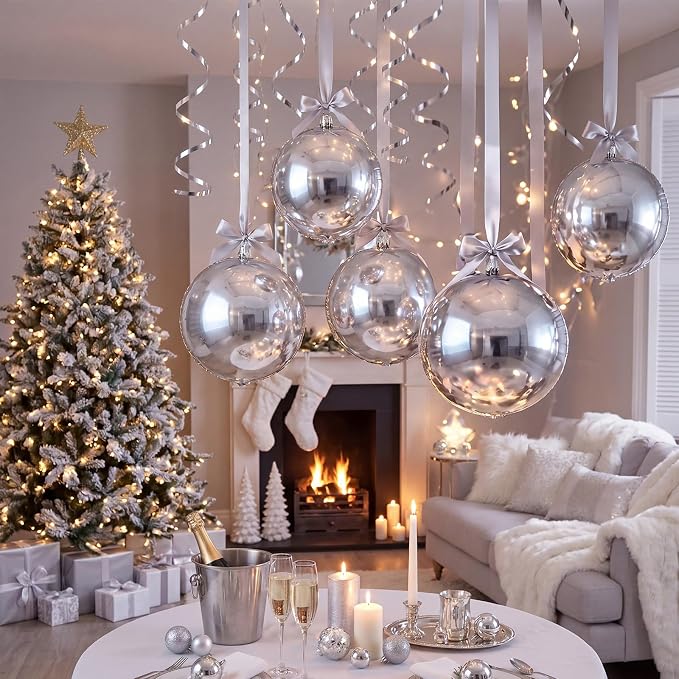 20 Pcs Metallic Silver Foil Balloons Giant 22 Inch 4d Round Metallic Balloons - Image 6