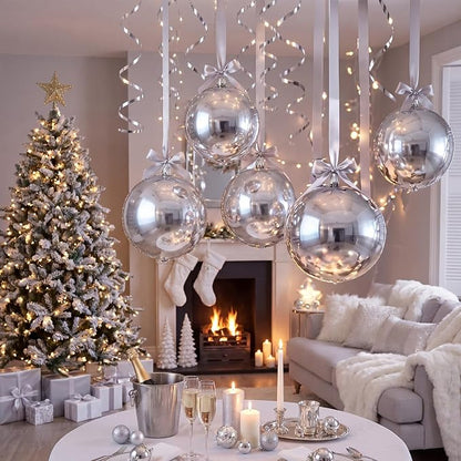 20 Pcs Metallic Silver Foil Balloons Giant 22 Inch 4d Round Metallic Balloons - Image 6