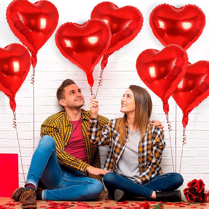 12 Pcs Red Heart Balloons, 18 Inch Heart Foil Balloons Love Balloon Valentine - Image 4