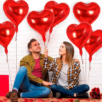 12 Pcs Red Heart Balloons, 18 Inch Heart Foil Balloons Love Balloon Valentine - Image 4