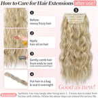 KooKaStyle Beach Blonde Hair Extensions Clip in Synthetic Highlight Hair Extensions Long Wavy 4PCS Thick Hairpieces 24 Inch Beach Blonde for Women