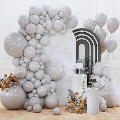 PartyWoo Gray Balloons 152pcs Matte Gray Latex Balloons Different Sizes | 18 12 by PartyWoo