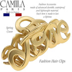 Camila Paris CP3287 French Hair Clip for Women, 3.25 inch Girls Hair Claw Clips Jaw Gold Cellulose, Fashion Durable and Styling Hair Accessories for Women, Strong Hold No Slip Grip, Made in France