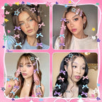 36Pcs Pink Mini Bow Hair Clips 3 Color Star Snap Hair Barrettes for Women Blue Water Drop No Slip Hair Clips Purple Small Hair Bows Star Bowknot Hair Accessories for Teens Girls
