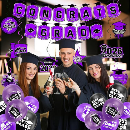 Graduation Decorations 2026 Purple Themed Set - Image 2