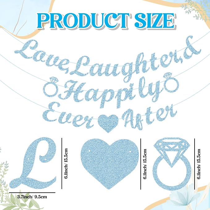 Ctosree Love Laughter & Happily Ever After Banner, Pre-strung, Ever After - Image 3