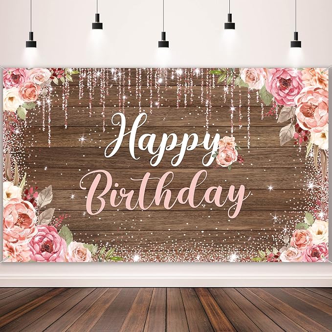 Happy Birthday Backdrop Decorations by Tatuo