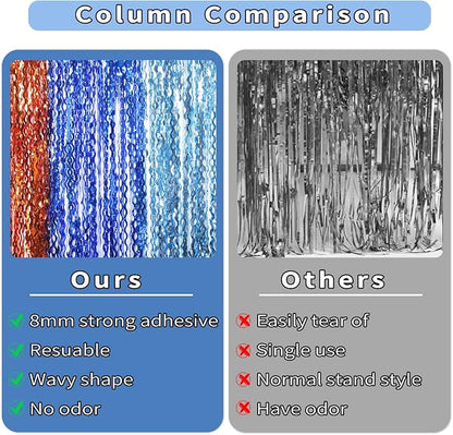 3 Pack Wavy Blue Dog Tinsel Backdrop Party Decorations - Image 6